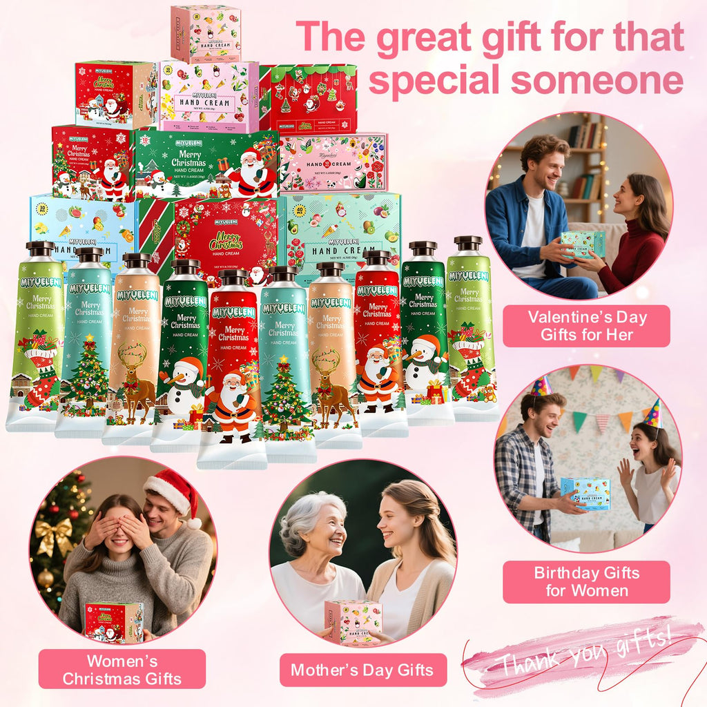 MIYUELENI 20-Pack Christmas Hand Lotion Set – Moisturizing Mini 30ml Gifts