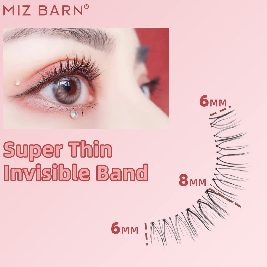 Miz Barn Daily Natural Look False Eyelashes – 4 Pairs, Clear Band, Handmade