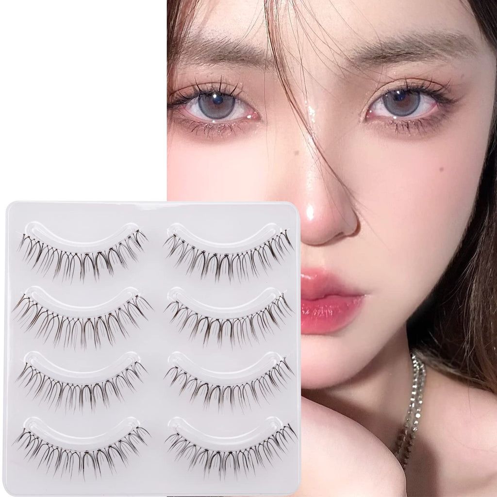 Miz Barn Daily Natural Look False Eyelashes – 4 Pairs, Clear Band, Handmade