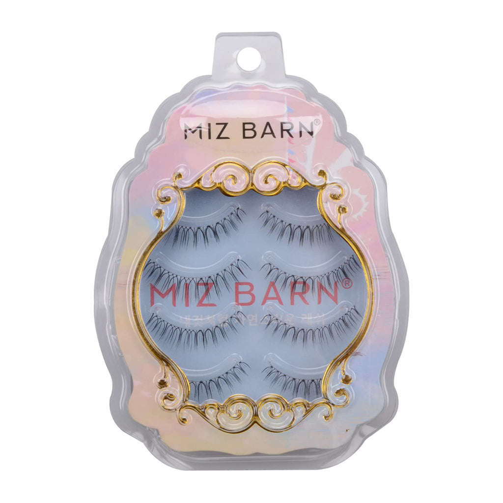 Miz Barn Daily Natural Look False Eyelashes – 4 Pairs, Clear Band, Handmade