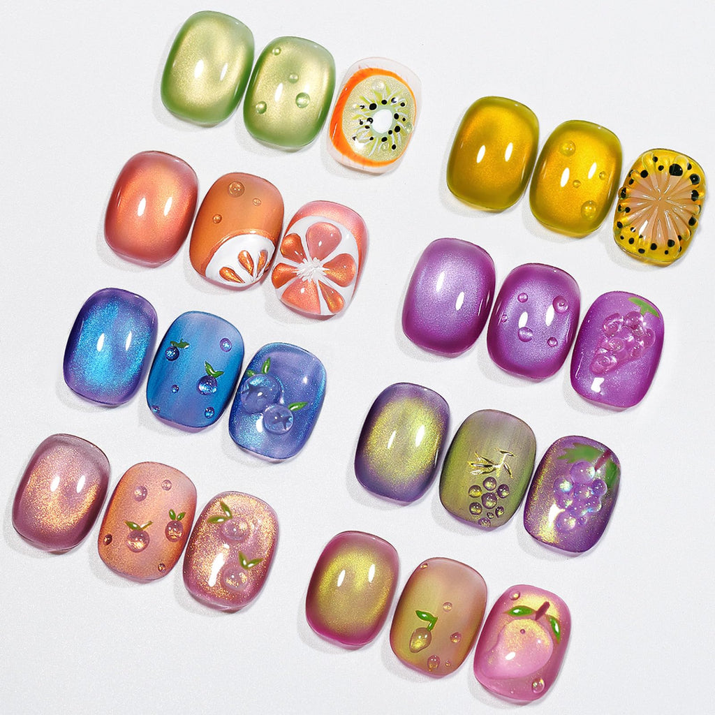 MIZHSE Cat Eye Gel Nail Polish Kit – Neon Fruit Colors with Magnet for DIY Nail Art