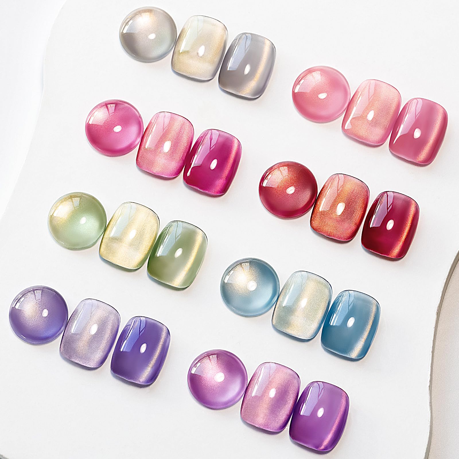 MIZHSE Cat Eye Gel Nail Polish Kit – 8 Dawn Colors with Magnetic Stick