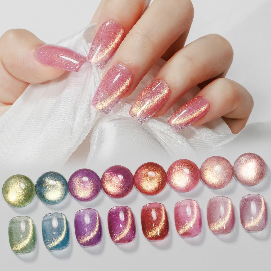 MIZHSE Cat Eye Gel Nail Polish Kit – Magnetic Neon Colors, Magnet Included, Soak-Off