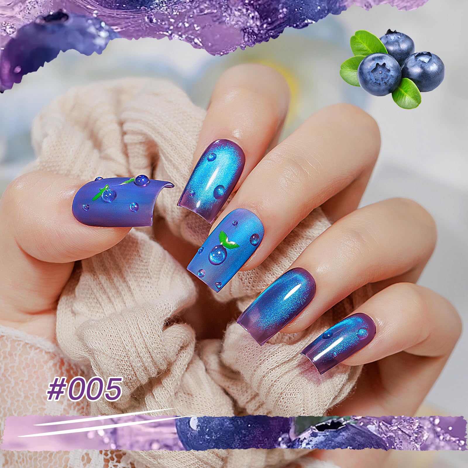 MIZHSE Cat Eye Gel Nail Polish Kit – Neon Fruit Colors with Magnet for DIY Nail Art