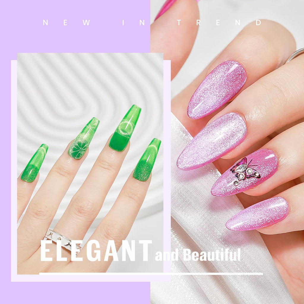 MIZHSE Cat Eye Gel Nail Polish Kit – Neon Magnetic Colors & Magnet Stick