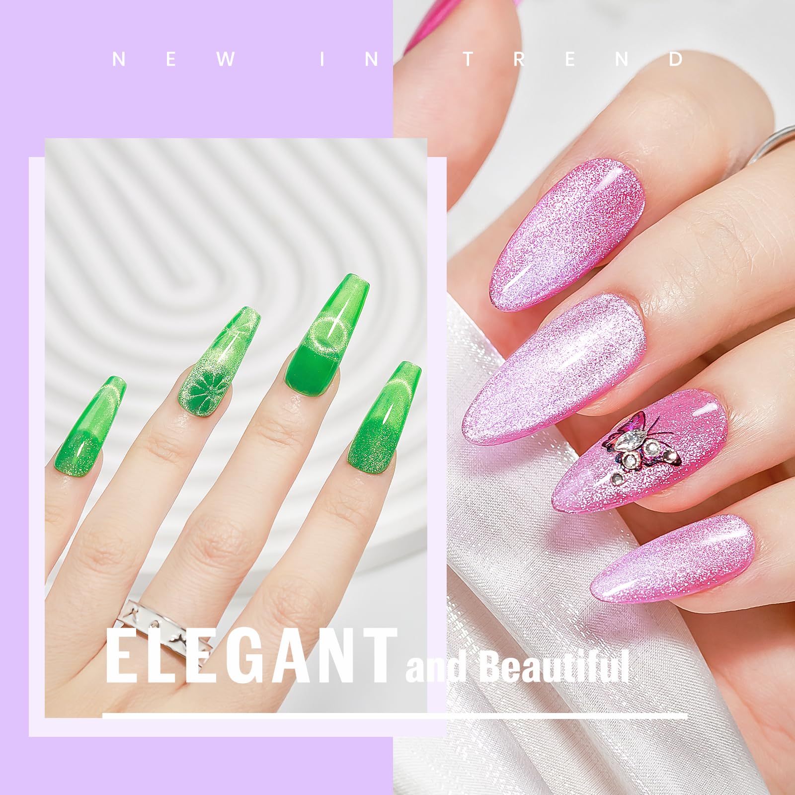 MIZHSE Cat Eye Gel Nail Polish Kit – Neon Magnetic Colors & Magnet Stick