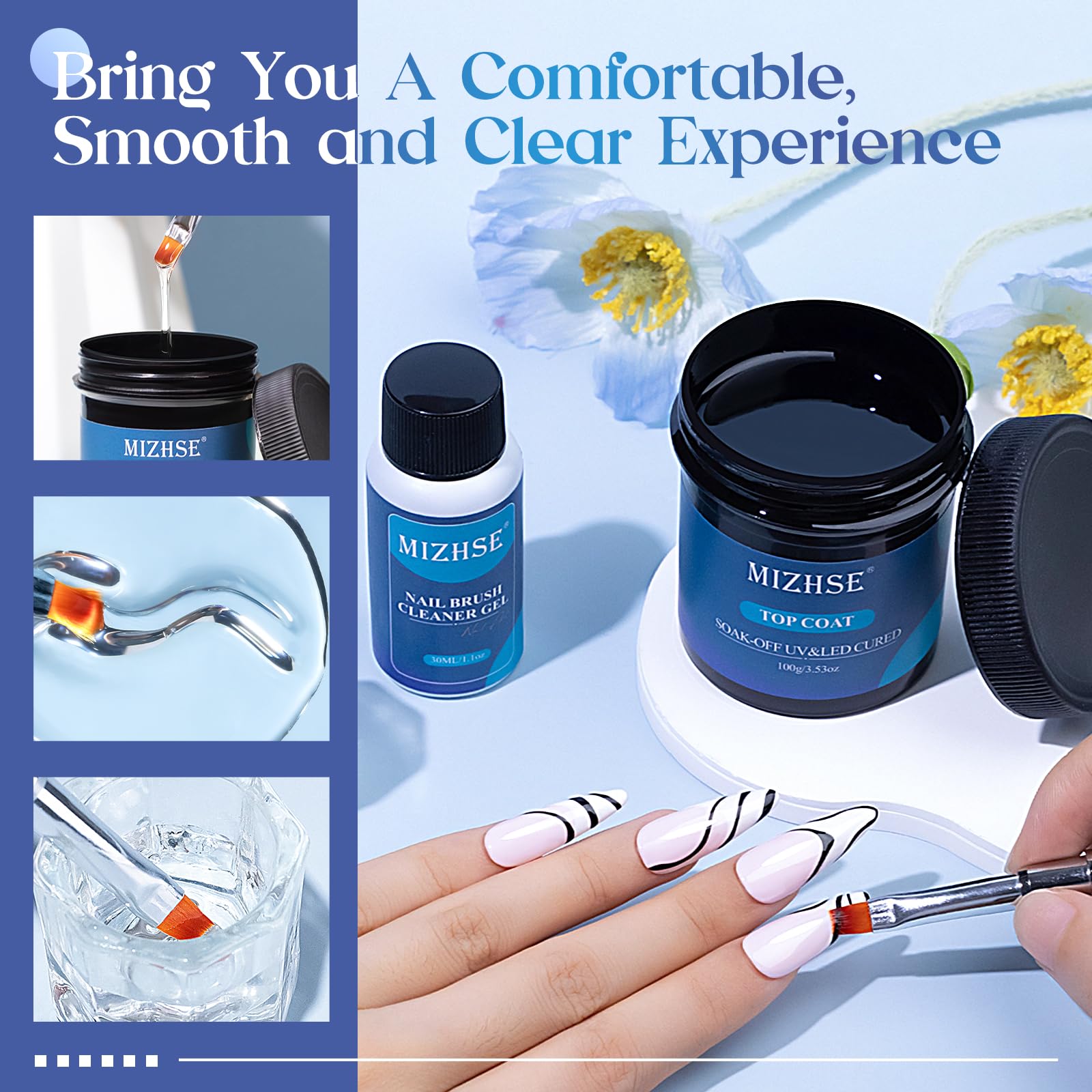 MIZHSE 100ml No-Wipe Gel Top Coat – High-Gloss, Long-Lasting Nail Finish Gift Kit