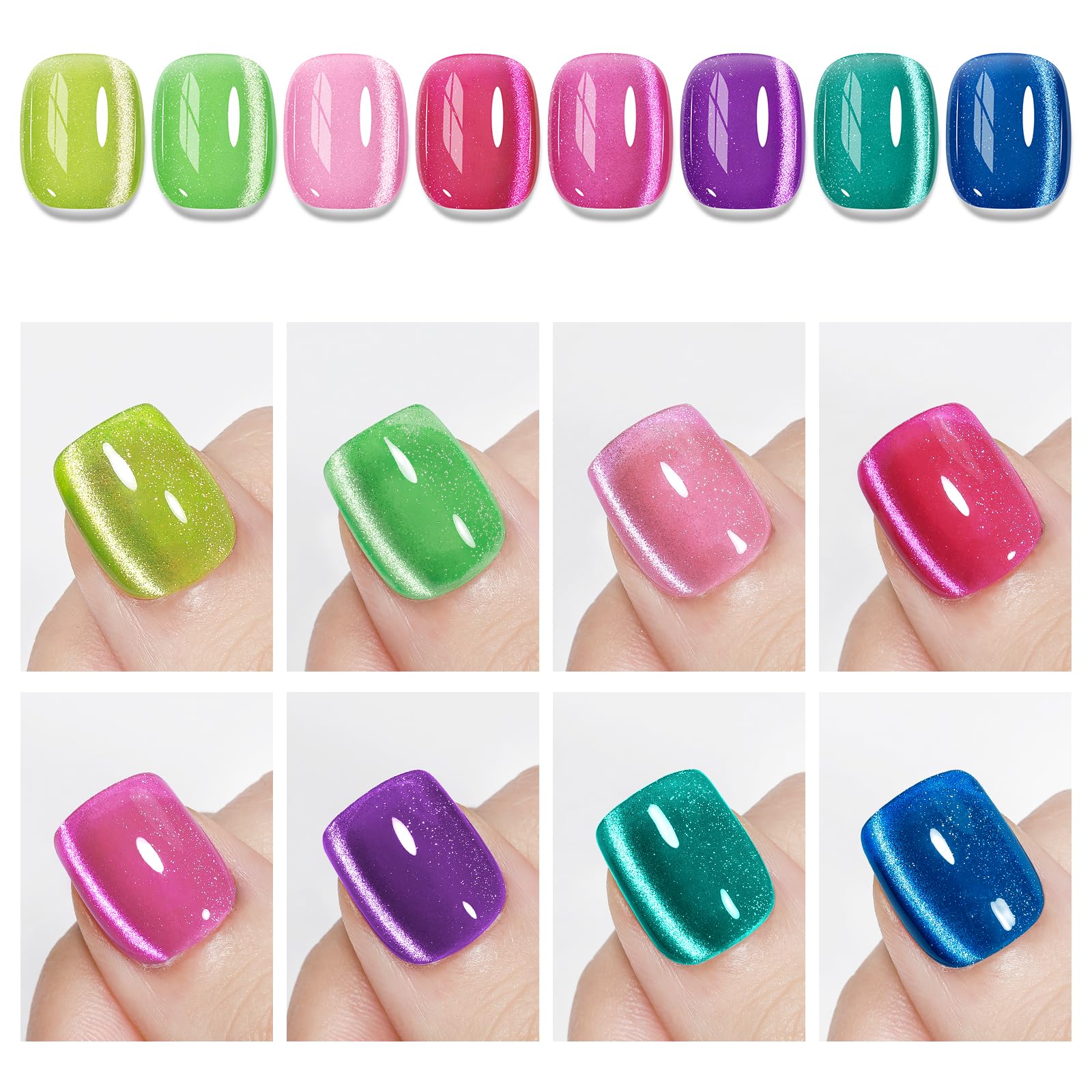 MIZHSE Cat Eye Gel Nail Polish Kit – Neon Magnetic Colors & Magnet Stick