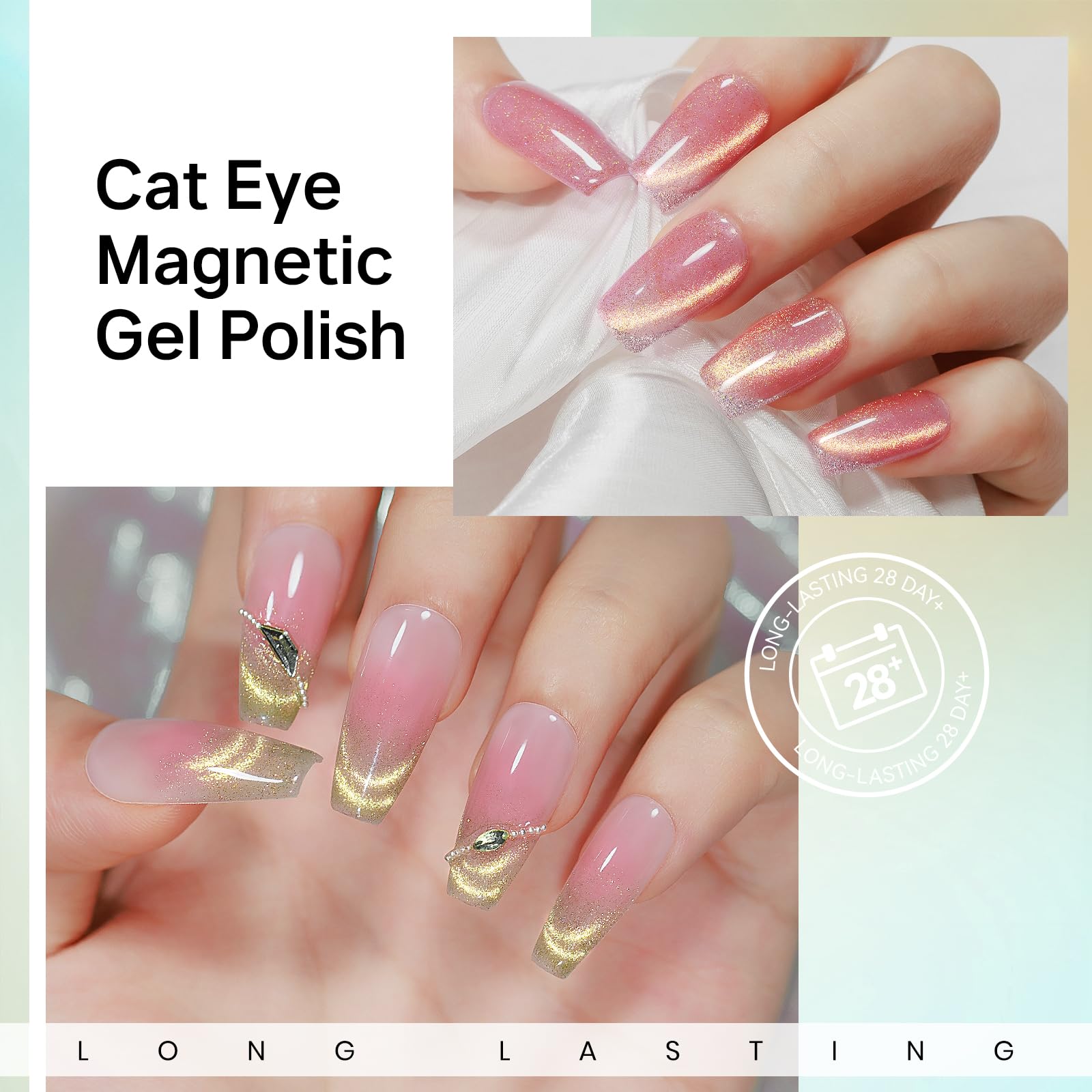 MIZHSE Cat Eye Gel Nail Polish Kit – Magnetic Neon Colors, Magnet Included, Soak-Off