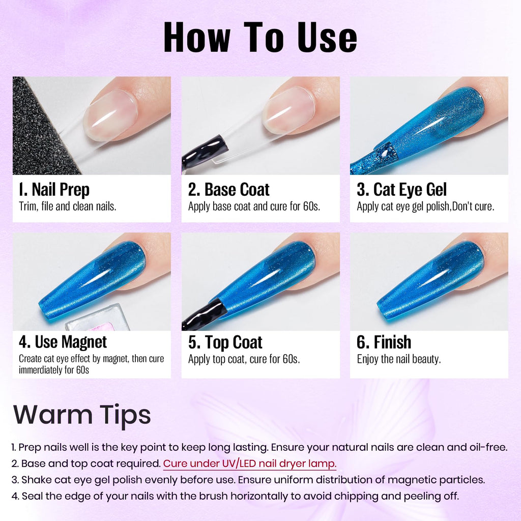 MIZHSE Cat Eye Gel Nail Polish Kit – Neon Magnetic Colors & Magnet Stick