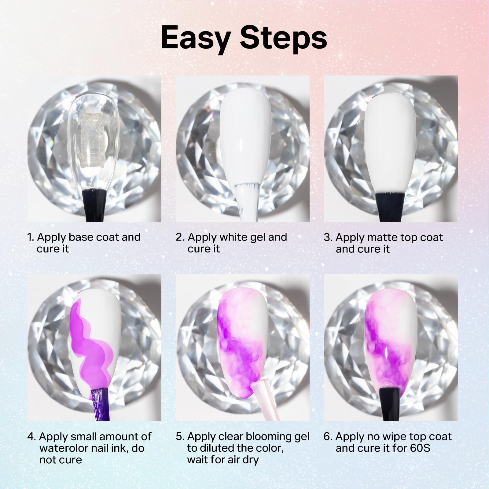 MIZHSE Marble Ink for Nails - 12-Color Blooming Marble Gel Nail Polish Set for At-Home Manicure