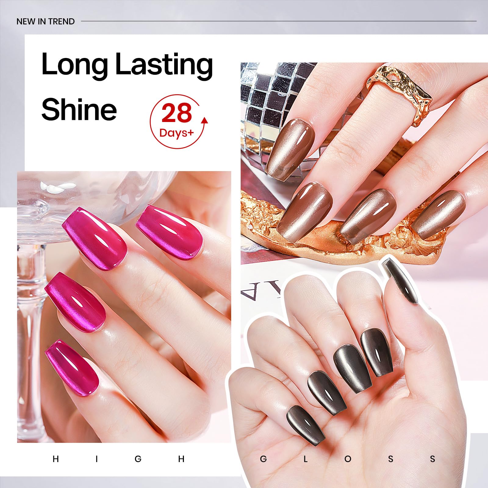 MIZHSE Cat Eye Gel Nail Polish Kit – 20 Magnetic Colors & Magnet Stick for DIY Home Salon