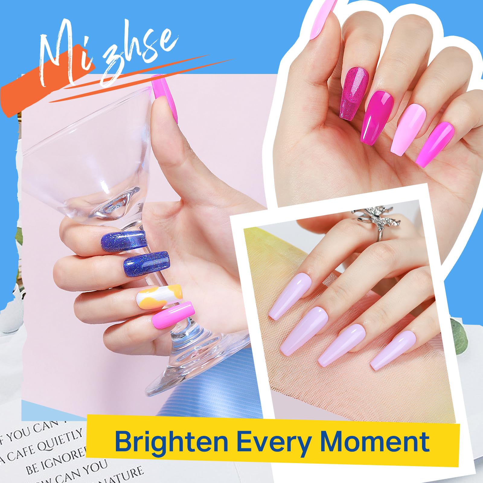 MIZHSE Quick Dry Nail Polish Set – 24 Colors, Oil-Based, Fast Dry, Neon Glitter Collection