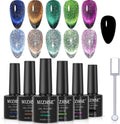 MIZHSE Reflective Glitter 9D Cat Eye Gel Nail Polish Set with Magnet – Galaxy Shimmer