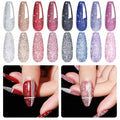 MIZHSE Reflective Glitter Gel Polish – 8-Color Red & Silver Holographic Gel Nail Polish for LED/UV