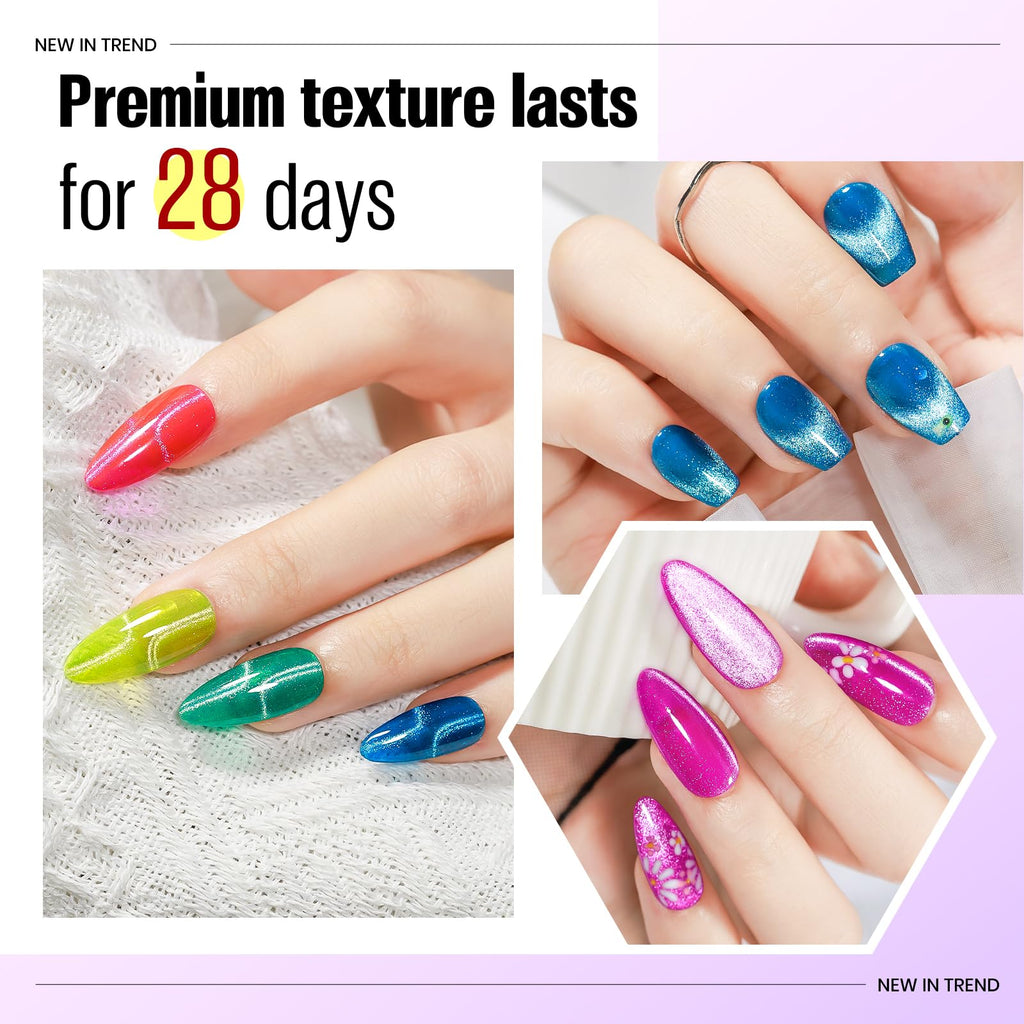 MIZHSE Cat Eye Gel Nail Polish Kit – Neon Magnetic Colors & Magnet Stick