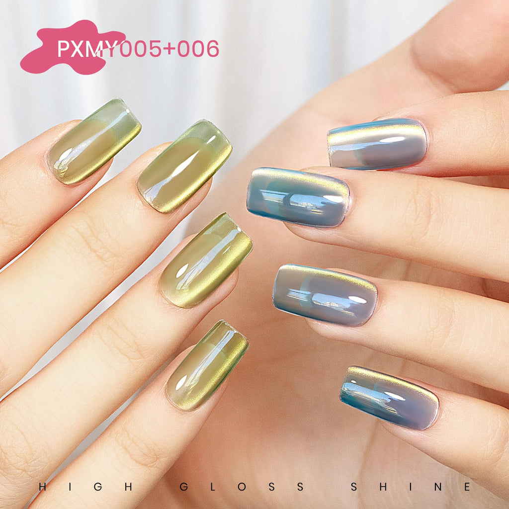 MIZHSE Cat Eye Gel Nail Polish Kit – 8 Dawn Colors with Magnetic Stick