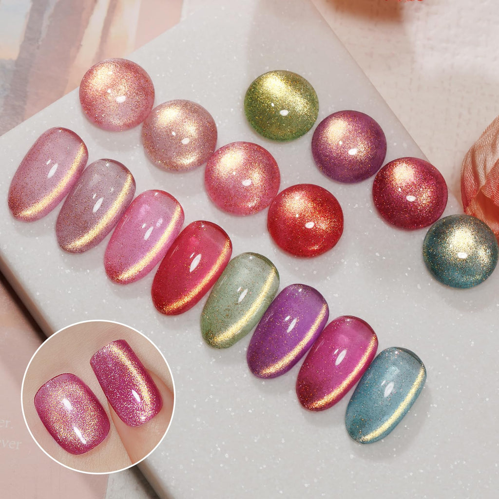 MIZHSE Cat Eye Gel Nail Polish Kit – Magnetic Neon Colors, Magnet Included, Soak-Off