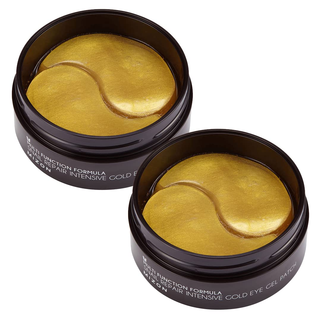 MIZON 24K Gold & Snail Mucin Hydrogel Under Eye Patches – Puffy Eyes, Dark Circles, Hydration (Pack of 2, 120 Pairs)