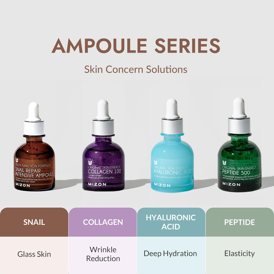 MIZON Snail Repair Intensive Ampoule – Snail Mucin, Hyaluronic Acid & Vitamin E for Hydration & Elasticity