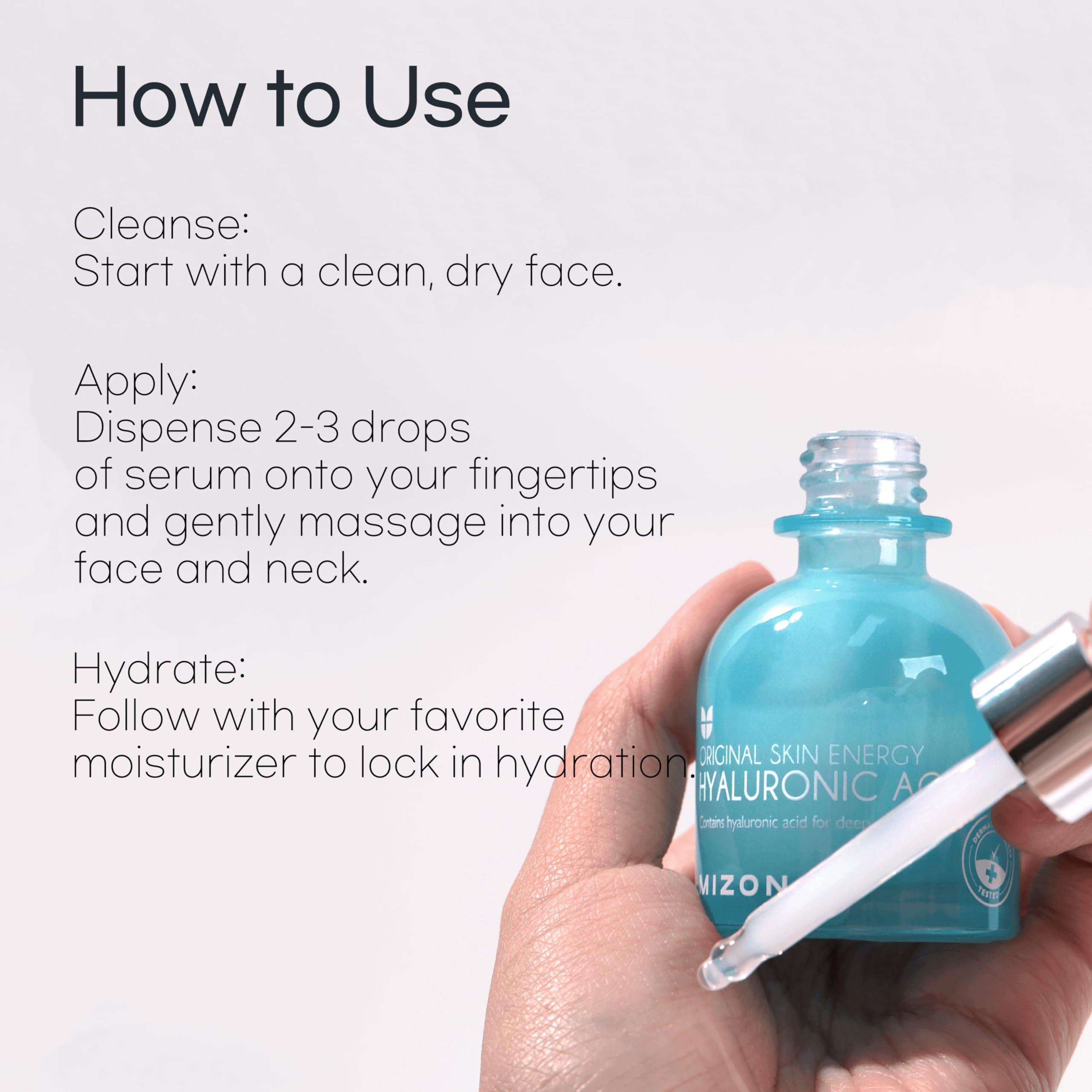 MIZON Hyaluronic Acid 100 Serum – Deep Hydration, Glass Skin Glow (2,500 PPM HA) with Adenosine