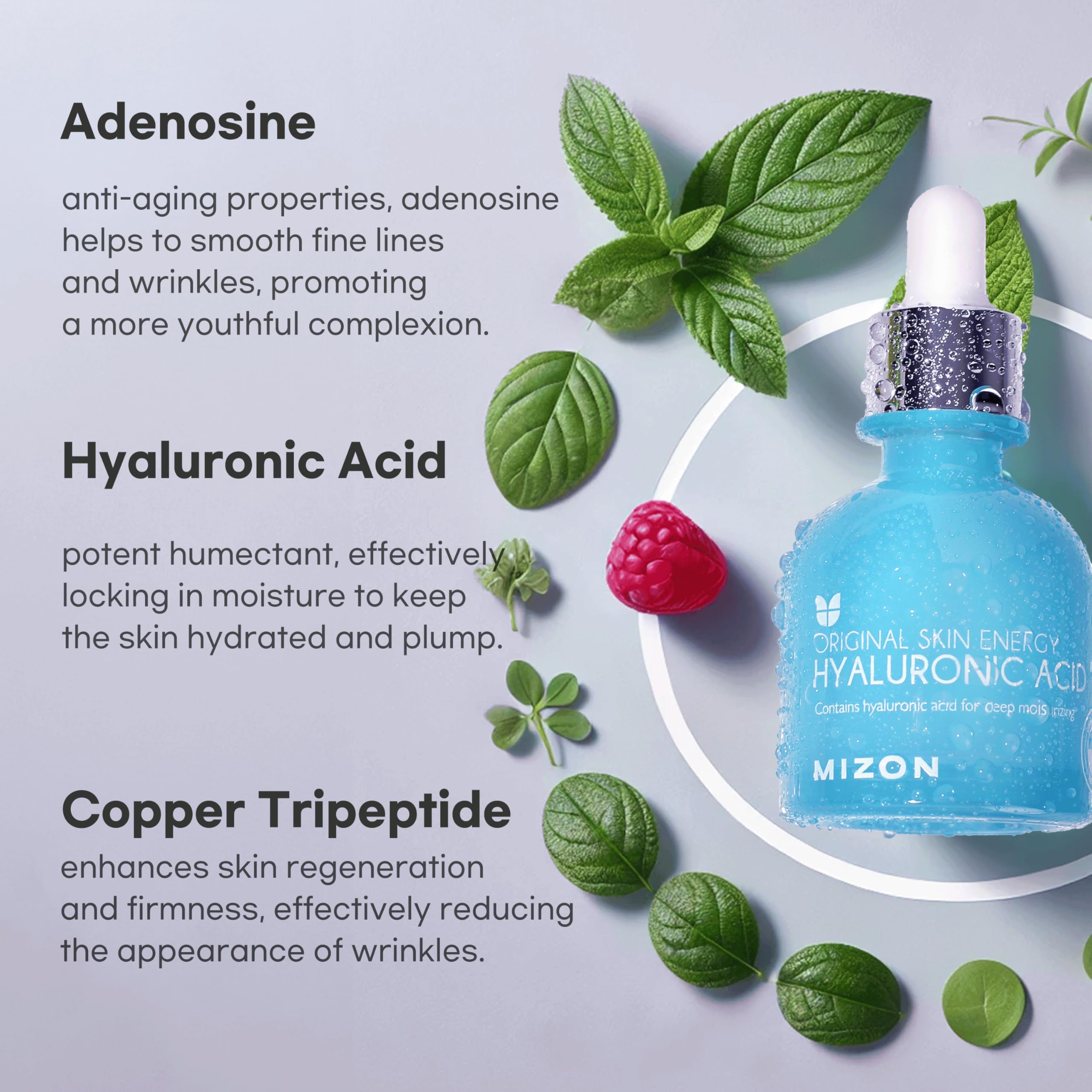 MIZON Hyaluronic Acid 100 Serum – Deep Hydration, Glass Skin Glow (2,500 PPM HA) with Adenosine