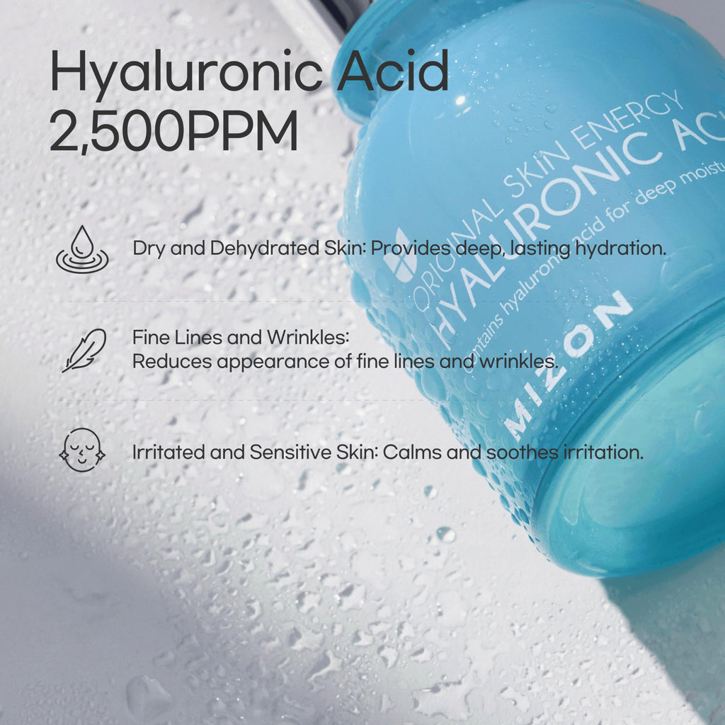 MIZON Hyaluronic Acid 100 Serum – Deep Hydration, Glass Skin Glow (2,500 PPM HA) with Adenosine