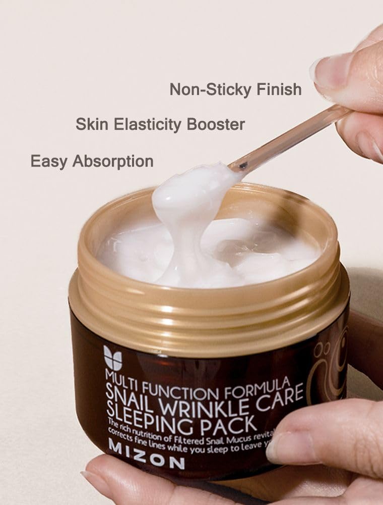 MIZON Snail Wrinkle Care Sleeping Pack – Overnight Snail Mucin, Adenosine & Shea Butter (2.7 oz)
