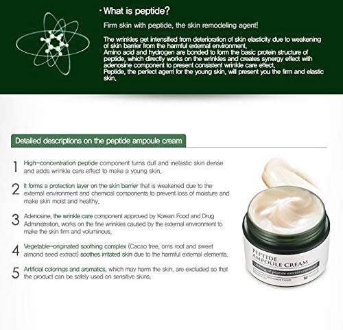 MIZON Peptide Ampoule Face Cream with Adenosine and Lavender Oil – Moisturizing, Fine Line Treatment (1.69 oz)