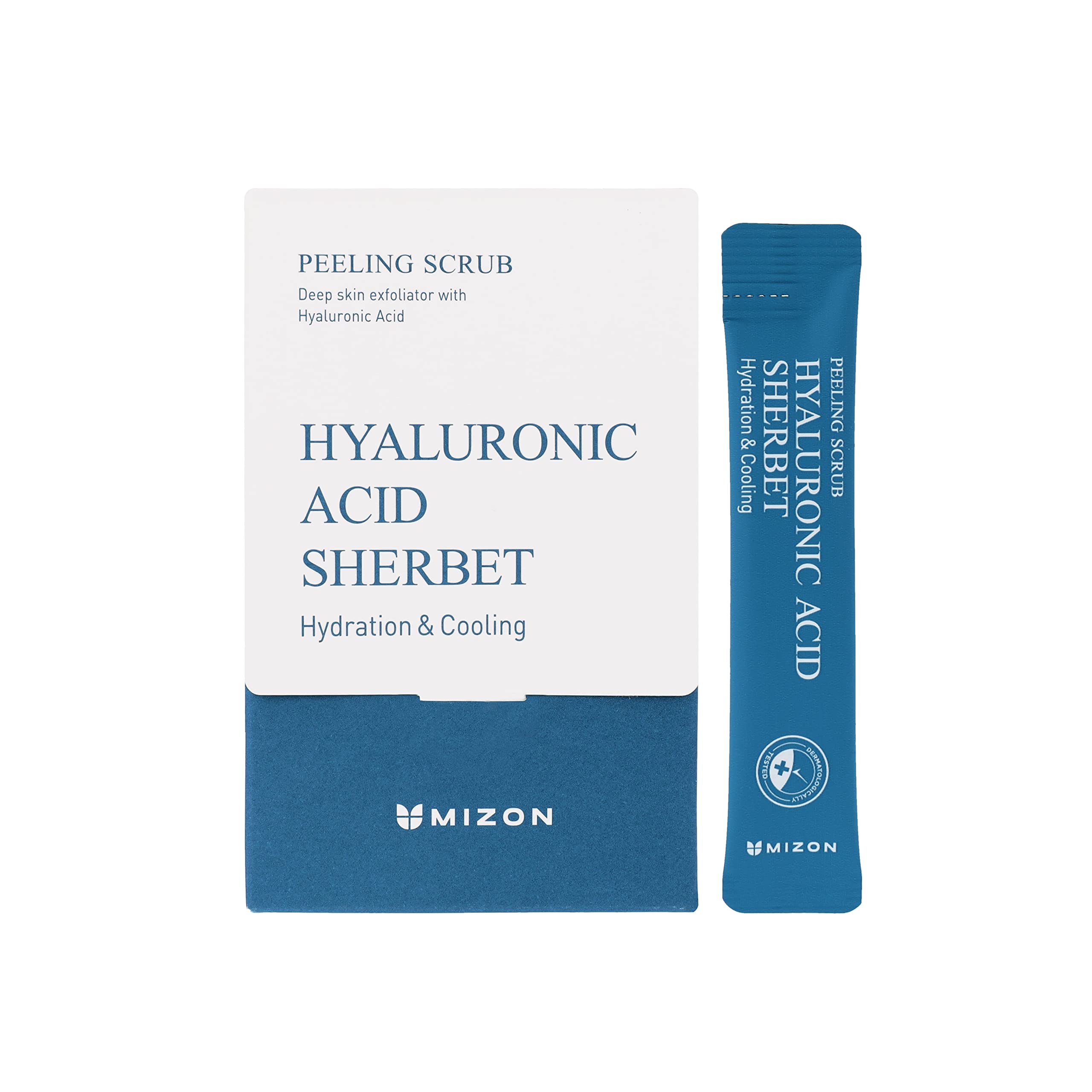 MIZON Peeling Scrub with Hyaluronic Acid, Baking Powder & Menthol – Gentle Exfoliation & Hydration (Korean Facial Scrub, 40 pouches)