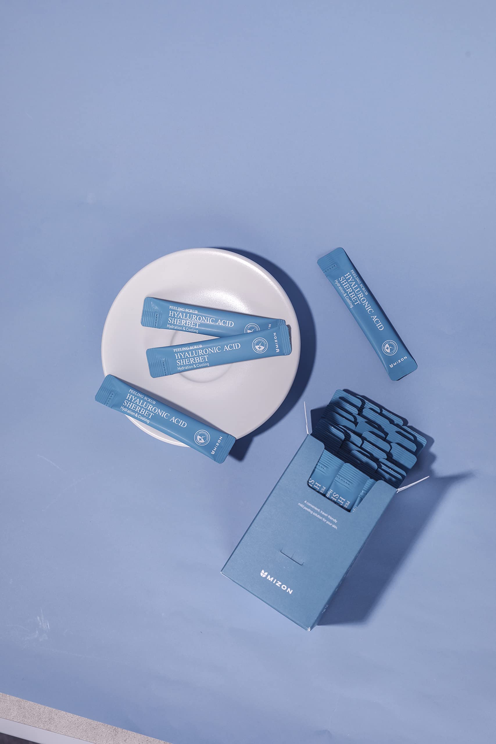 MIZON Peeling Scrub with Hyaluronic Acid, Baking Powder & Menthol – Gentle Exfoliation & Hydration (Korean Facial Scrub, 40 pouches)