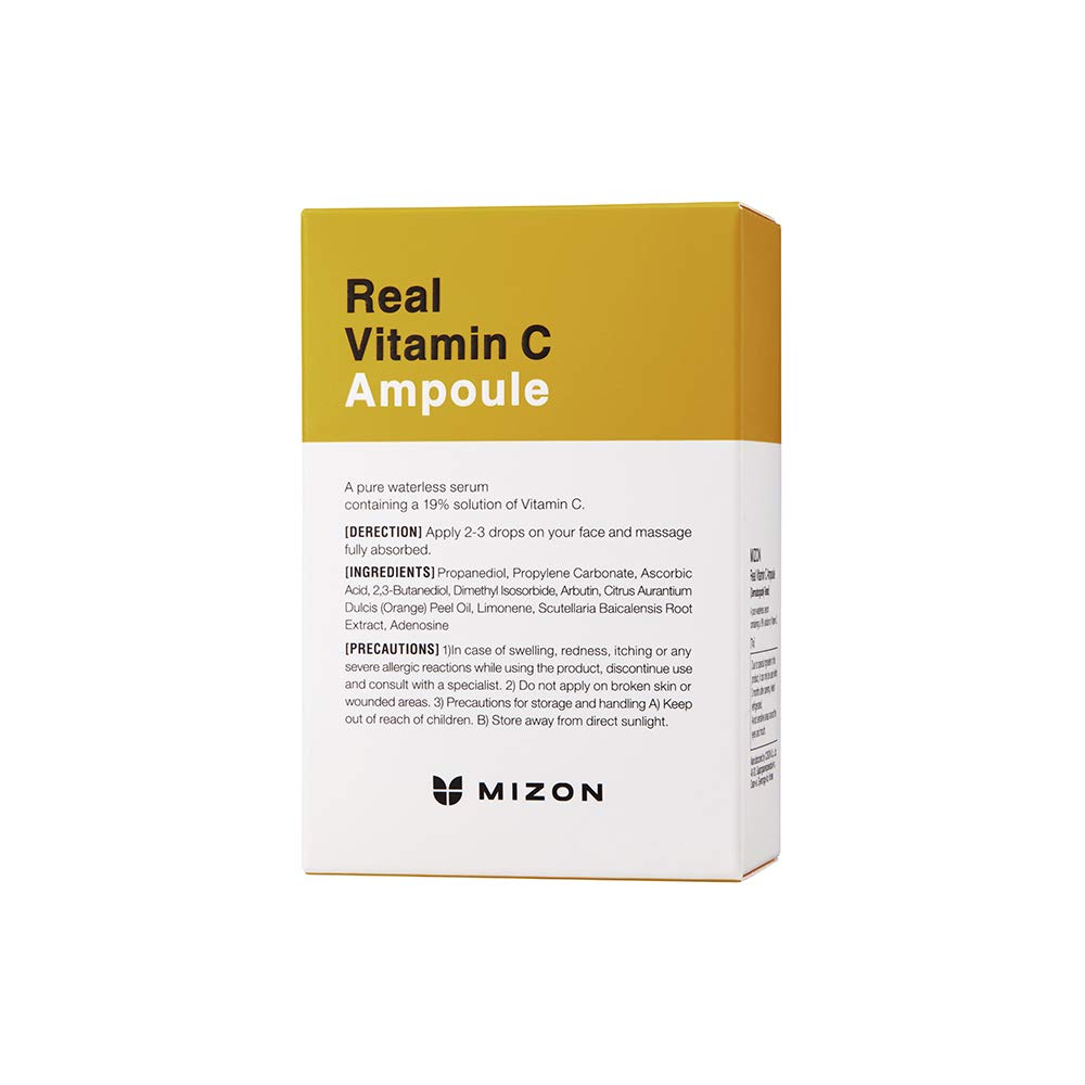 MIZON Real Vitamin C Ampoule – 19% Pure Vitamin C, No Water Added, 1.01 fl oz