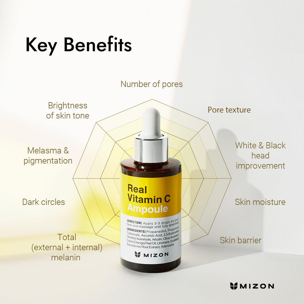 MIZON Real Vitamin C Ampoule – 19% Pure Vitamin C, No Water Added, 1.01 fl oz