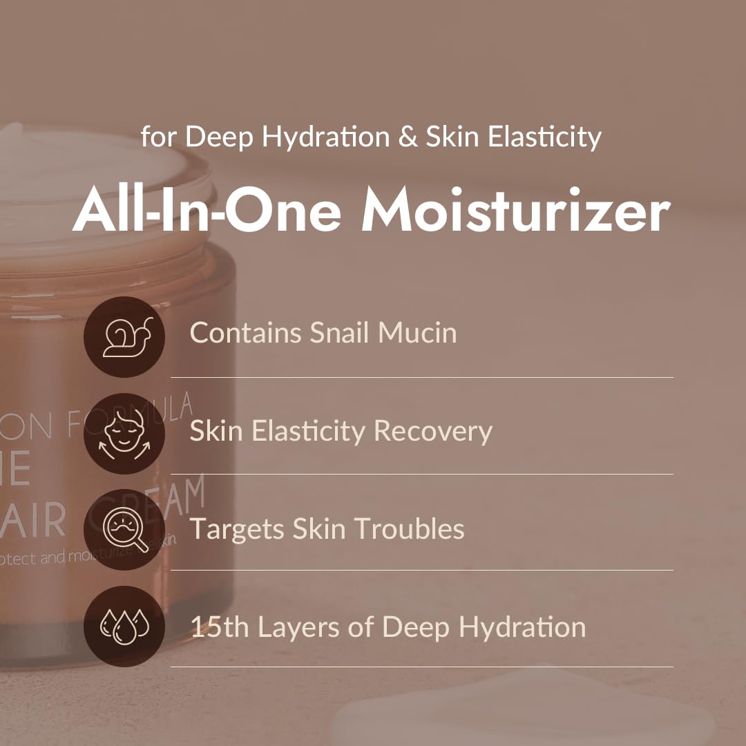 MIZON All-in-One Snail Repair Cream – Korean Moisturizer with 40k PPM Snail Mucin (2.54 oz)