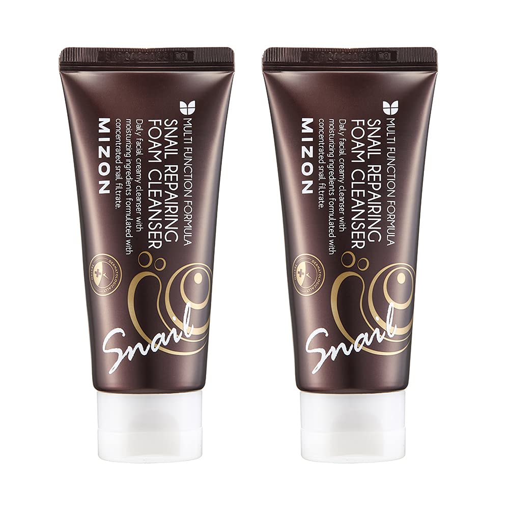 MIZON Snail Repairing Foam Cleanser – Snail Mucin Face Wash (2 Pack, 2.02 oz each)