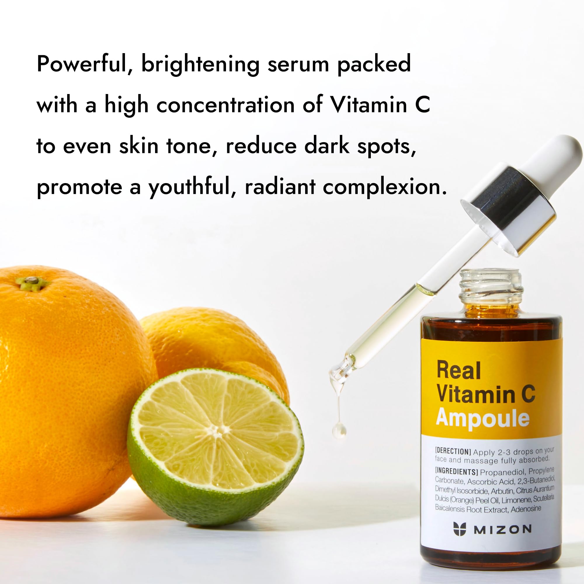 MIZON Real Vitamin C Ampoule – 19% Pure Vitamin C, No Water Added, 1.01 fl oz