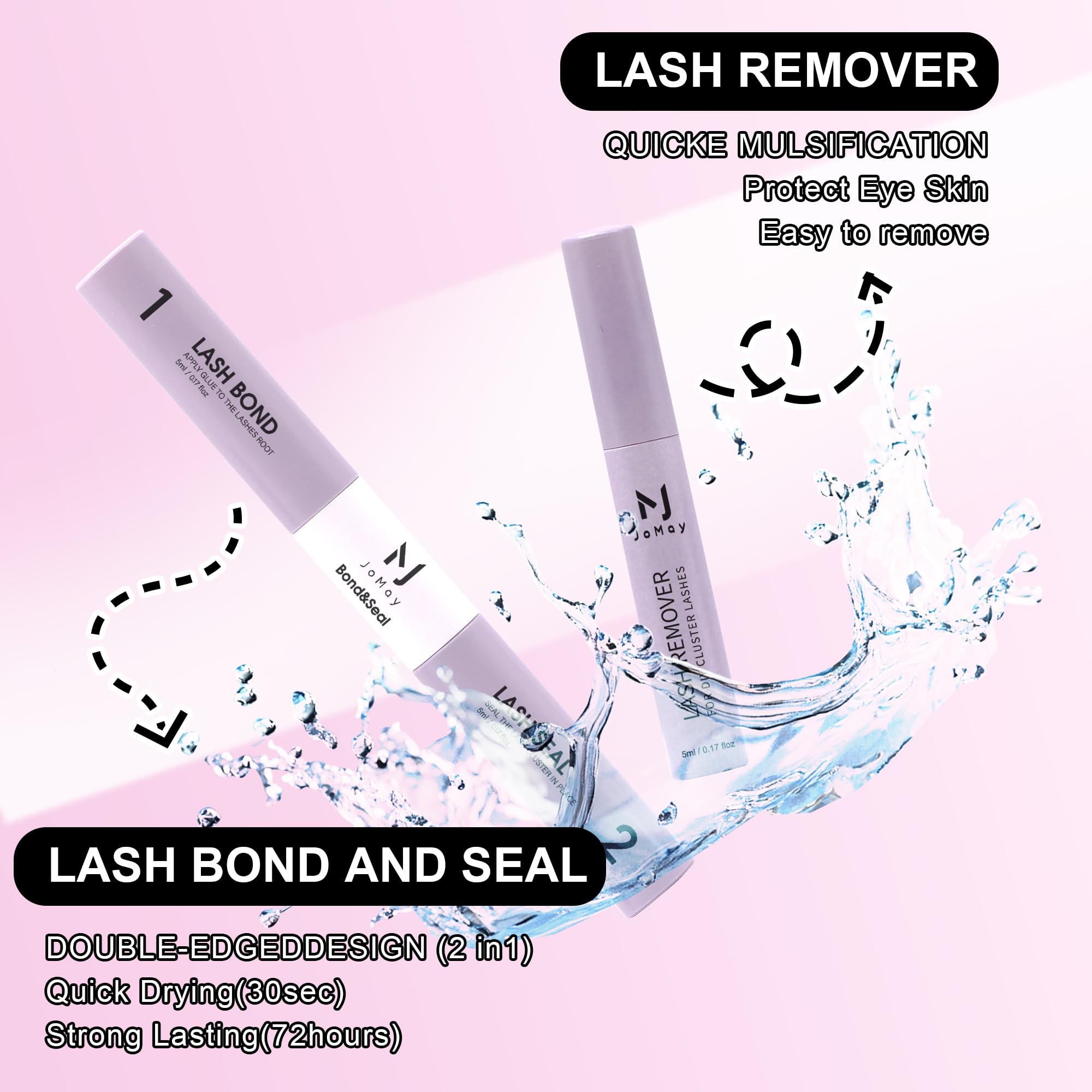 MJJOMAY JoMay Lash Clusters Kit 560Pcs – Wispy Volume Lashes with Bond & Seal, Tweezers & Glue, Beginner Friendly D Curl 10–18mm