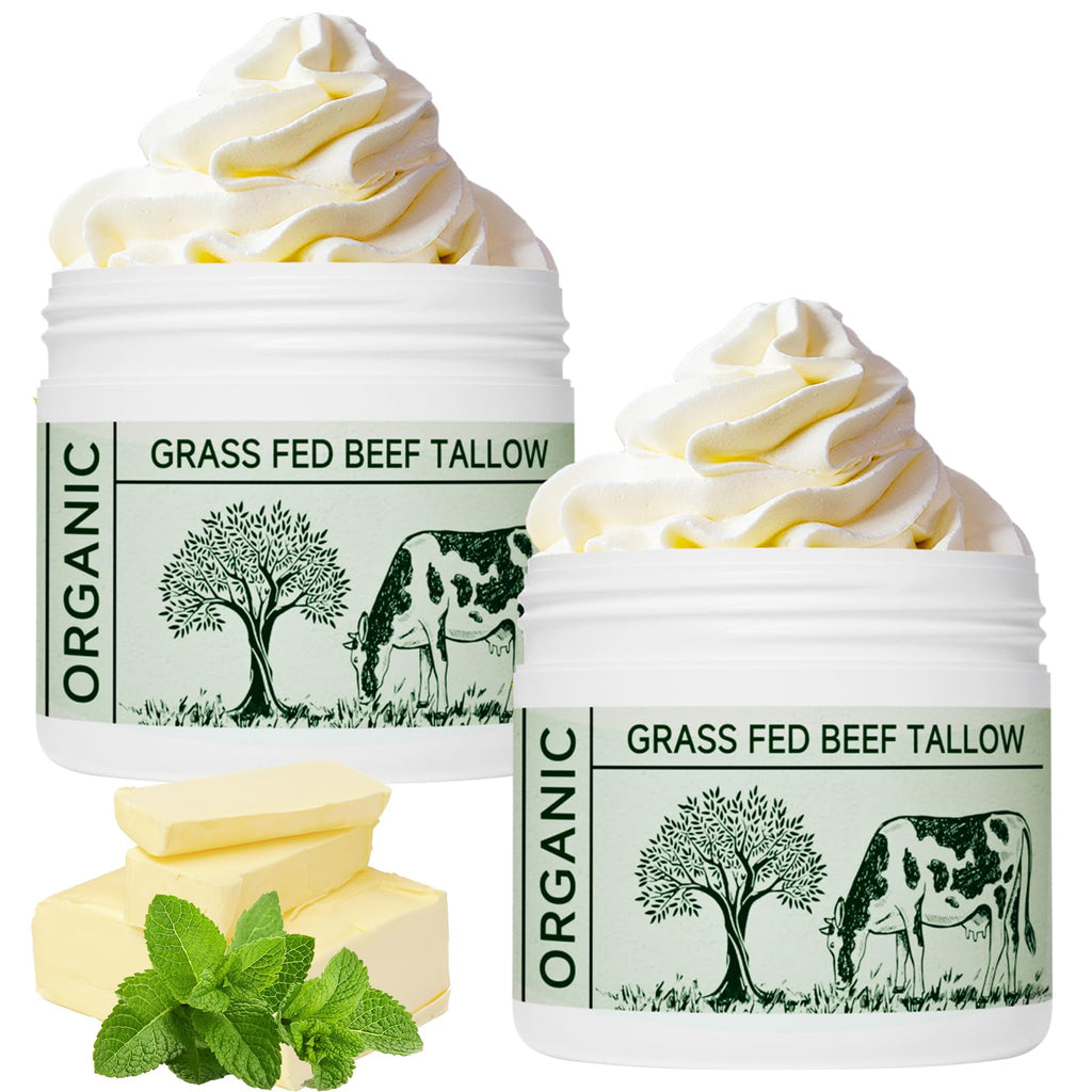 MKzea Beef Tallow Whipped Moisturizer – Unscented, Grass-Fed, 2-Pack