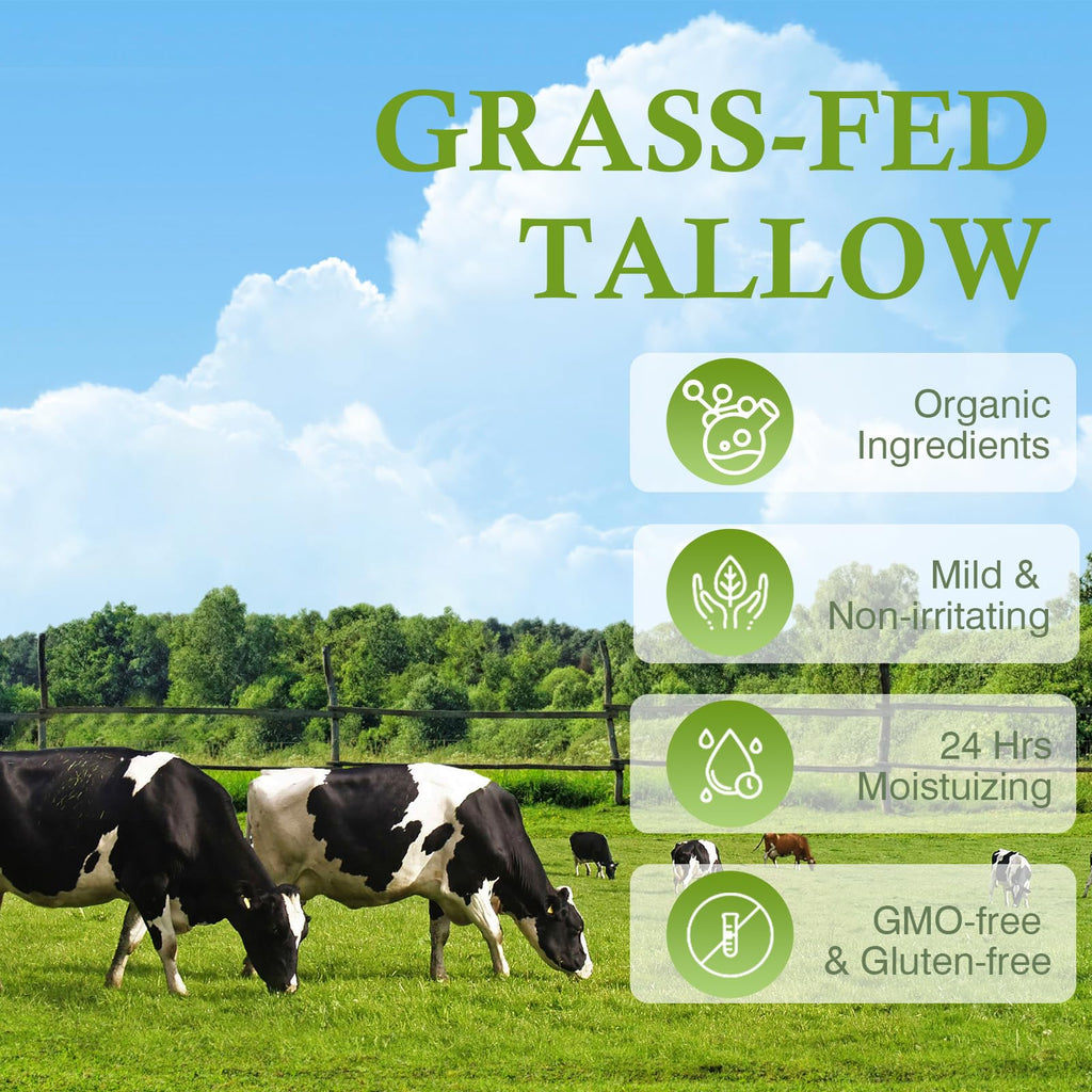 MKzea Beef Tallow Whipped Moisturizer – Unscented, Grass-Fed, 2-Pack