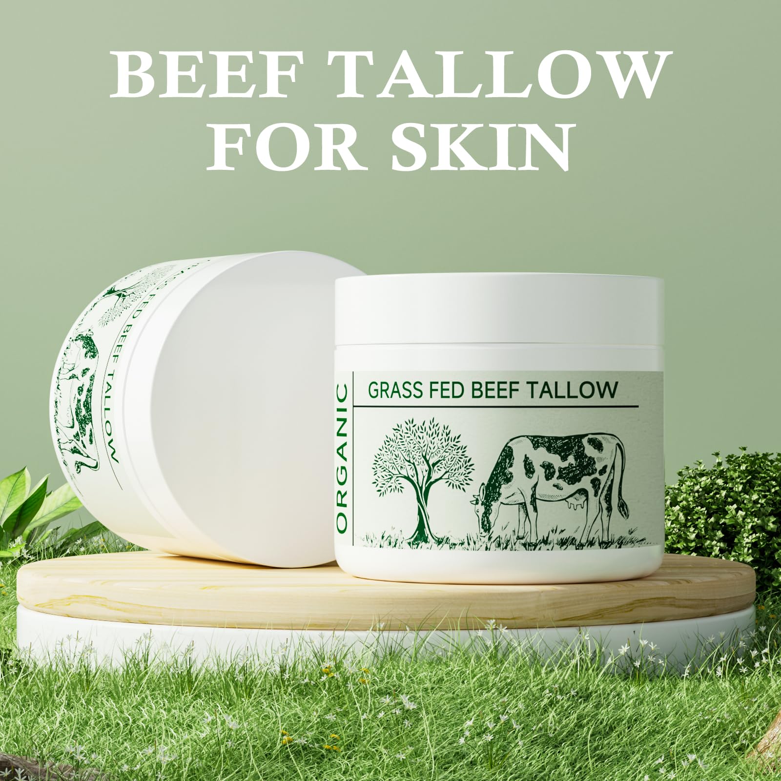 MKzea Beef Tallow Whipped Moisturizer – Unscented, Grass-Fed, 2-Pack