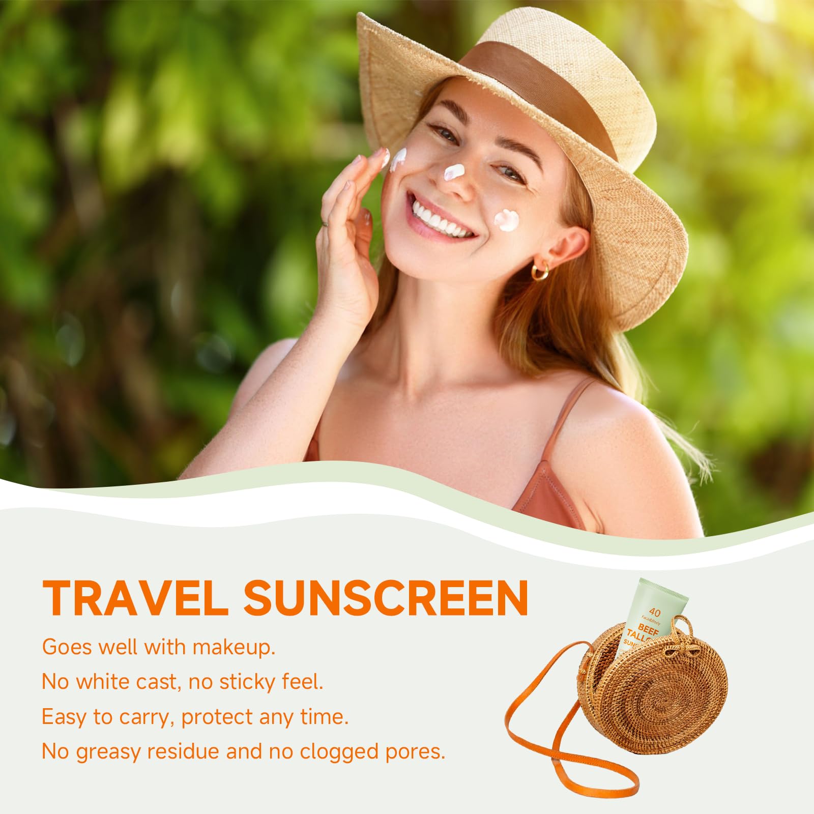 MKZEA Tallow Sunscreen – Reef Safe Travel Sunblock for Face & Body, Grass-Fed Natural, 2-Pack