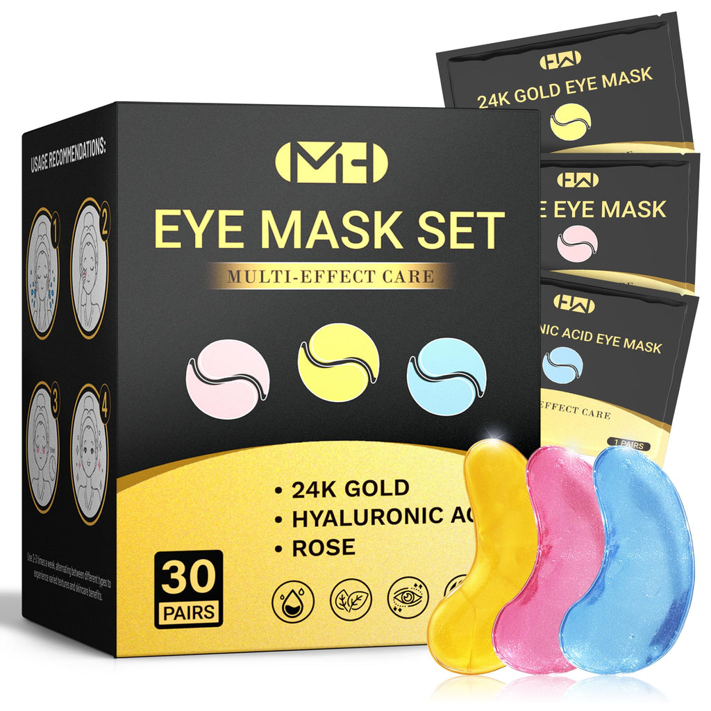 MLDWYH Under Eye Patches – 24K Gold, Hyaluronic Acid & Rose (30 Pairs)
