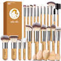 Mlemle 26-Piece Makeup Brushes Set – Bamboo Handles, Sponges & Puff (A03)