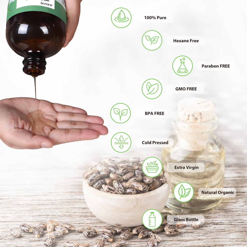 MMPANG Organic Castor Oil – 16.9oz, 100% Pure, Cold-Pressed, Hexane-Free