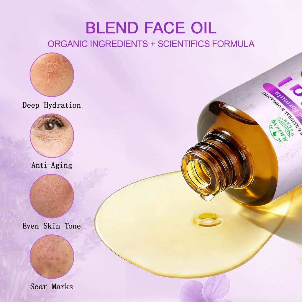 MMPANG Lavender Oil for Face – Organic Facial Oil with Rosehip, Vitamin E, Frankincense & Pomegranate (4oz)