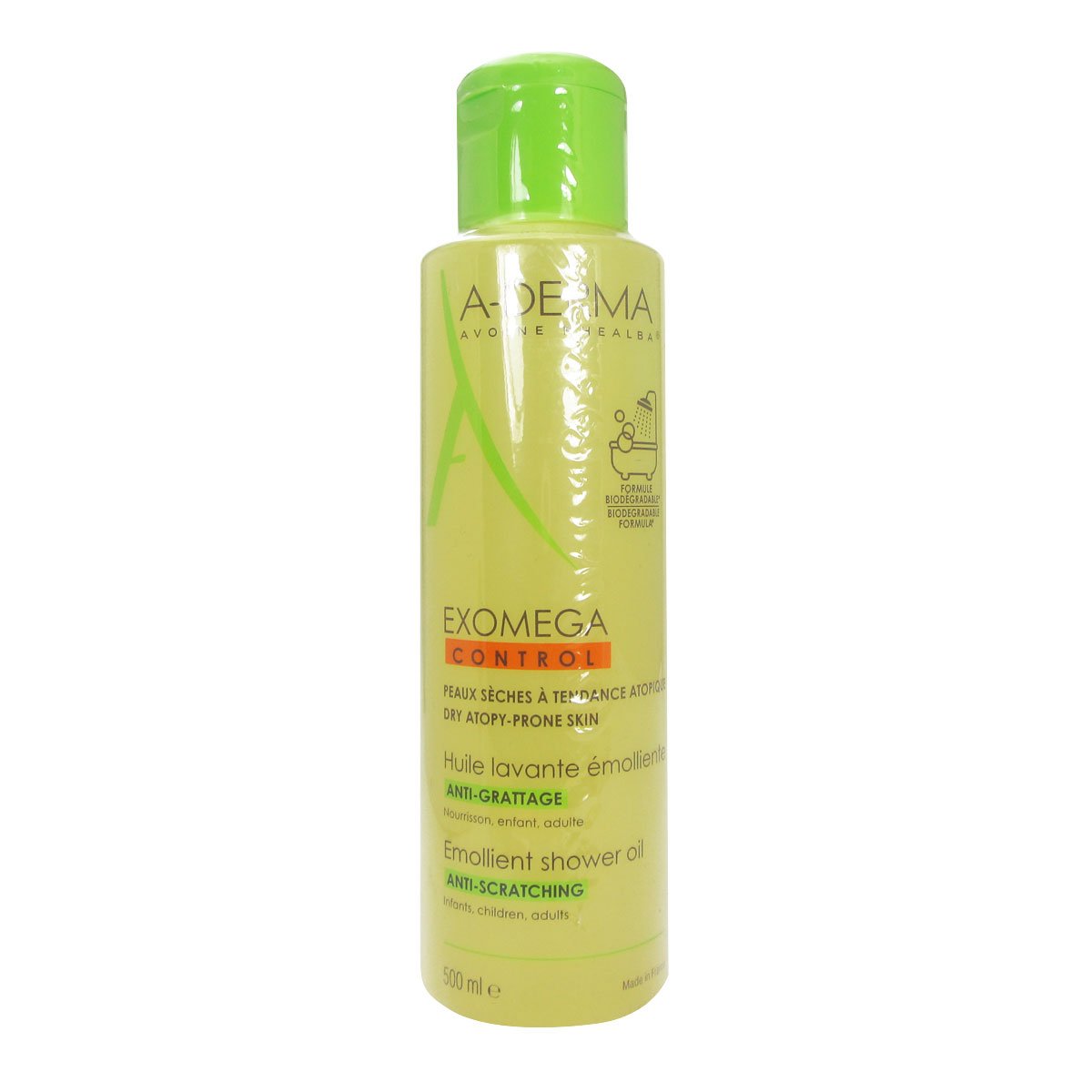 MNAFKT A-DERMA Exomega Control Shower & Bath Oil 500ml | Gentle Emollient Cleanser for Sensitive Skin