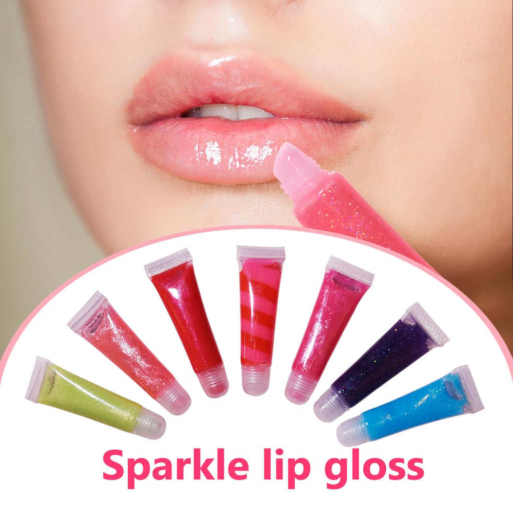 M&U Glitter Lip Gloss Set with Carrying Case – 12 Flavors for Kids & Teens
