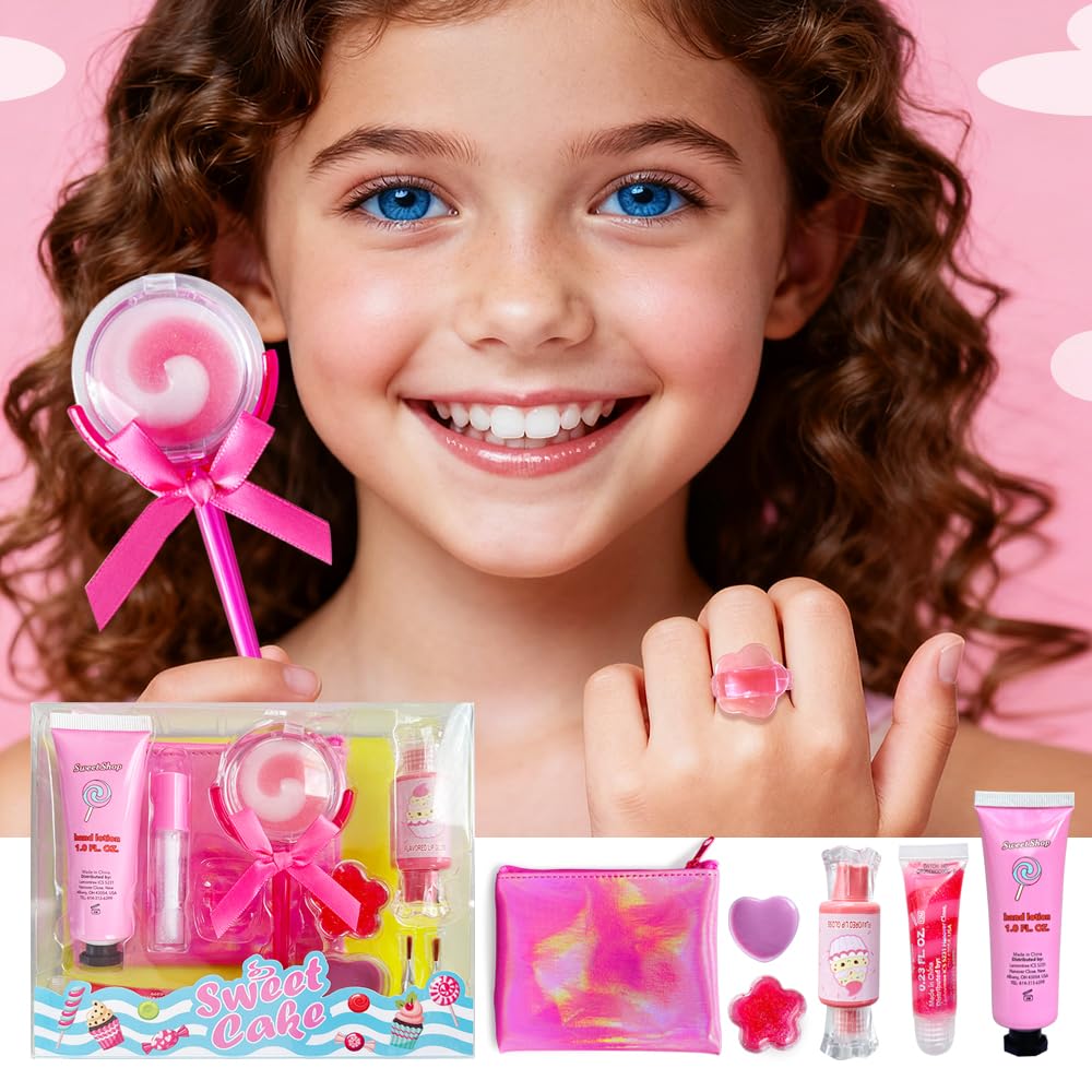 M&U MAKE YOU UP Lip Gloss Set for Girls – 11-Piece Lip Gloss Collection with Ice Cream & Lollipop Shapes