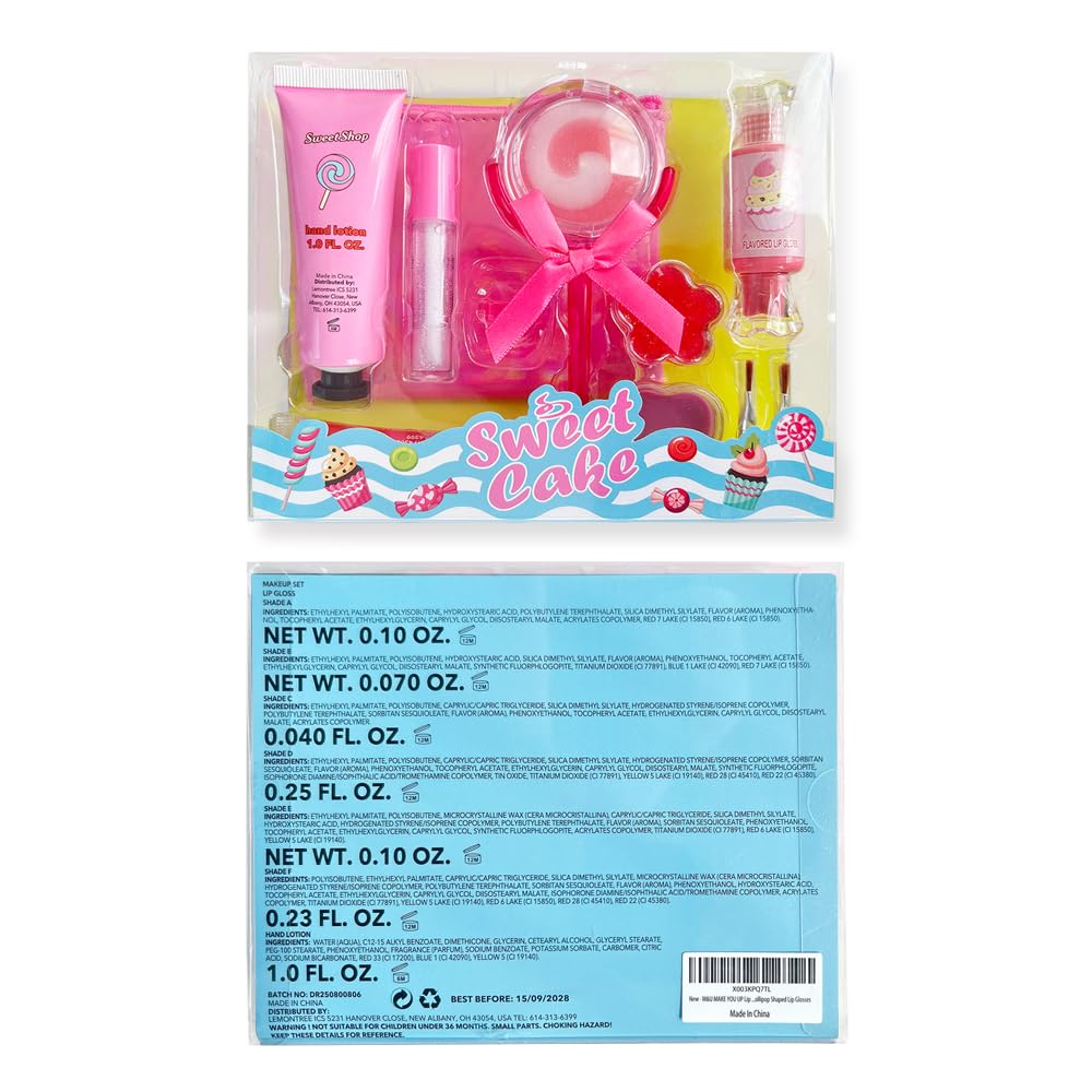 M&U MAKE YOU UP Lip Gloss Set for Girls – 11-Piece Lip Gloss Collection with Ice Cream & Lollipop Shapes