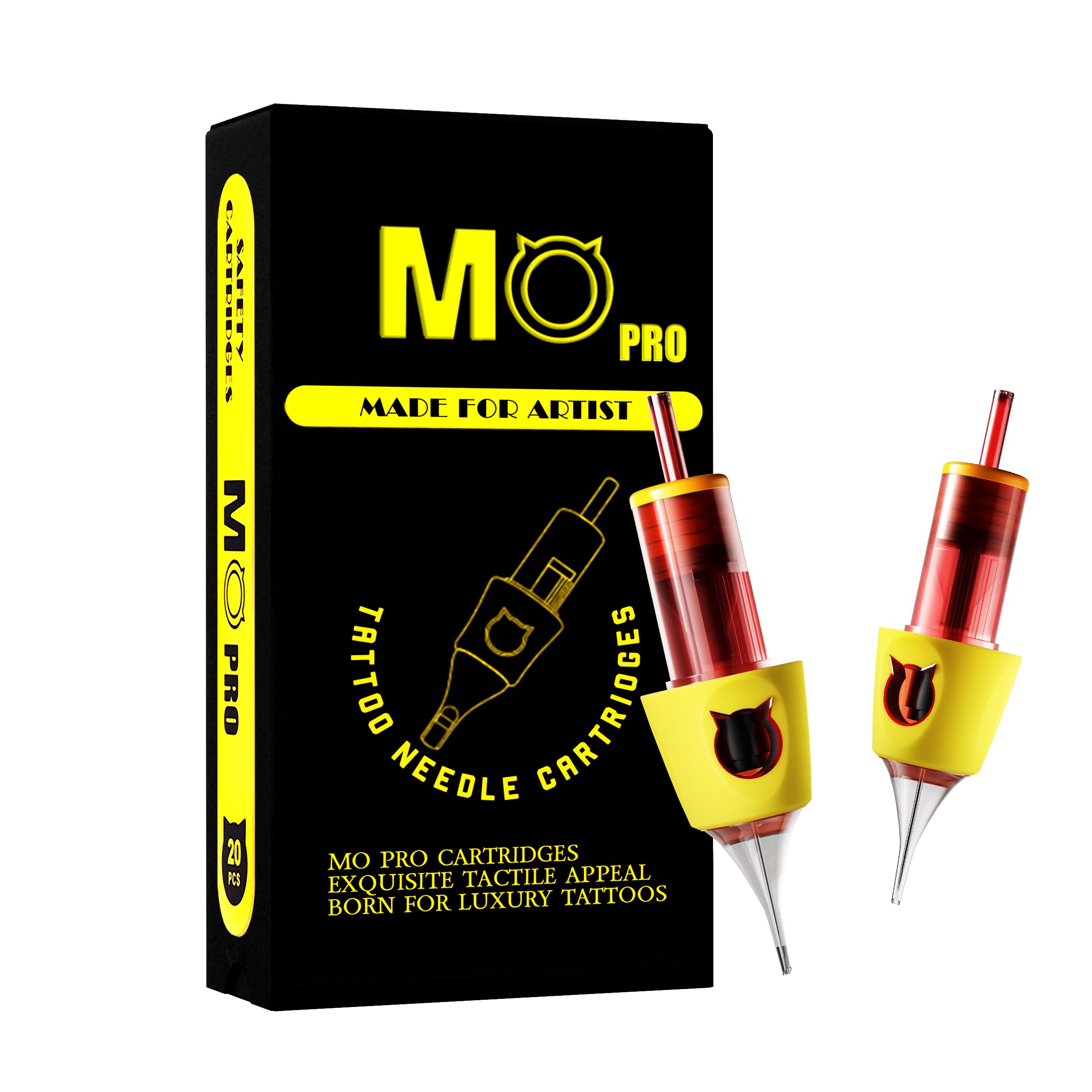 MO MOLONG MO PRO Expert Grade Tattoo Cartridge Needles – 20Pcs Bugpin #10 Round Liner with Silicone Finger Ledge